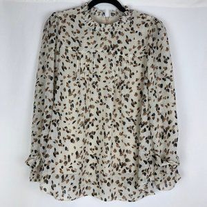 Naguagu High Neck Long Sleeve Print Blouse